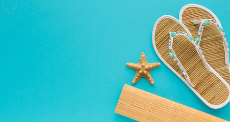 top view summer slippers with . High quality photoの写真素材