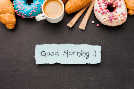 delicious breakfast with croissants doughnut. High quality photoの写真素材
