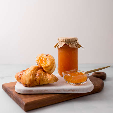 french croissant breakfast jam. High quality photoの写真素材