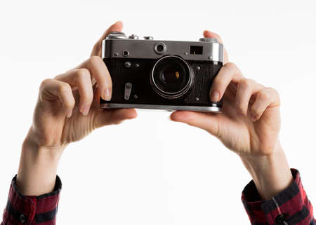 front view hands using camera. High quality photoの写真素材