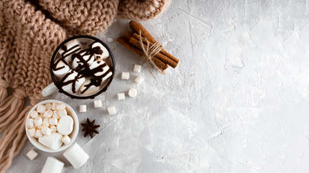 delicious hot chocolate concept with copy space. High quality photoの写真素材