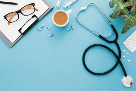 copy space glasses stethoscope. High quality photo