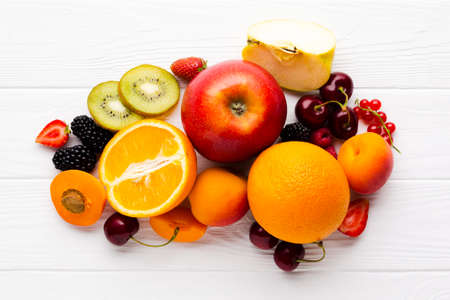 flat lay fruit composition tabletop. High quality photoの写真素材