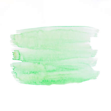 green watercolor brush stokes white background. High quality photoの写真素材