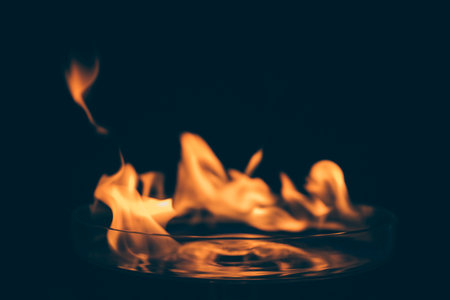 abstract fire flames black backdrop. High quality photoの写真素材