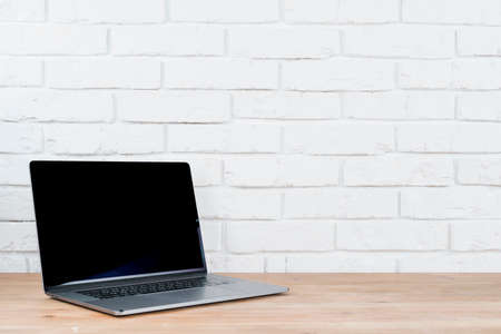 desktop with laptop office elements. High quality photoの写真素材