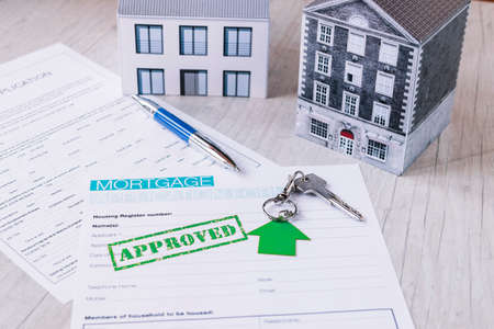 new house keys composition with papers. High quality photoの写真素材