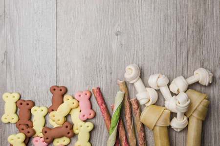 various dog snacks floor. High quality photo