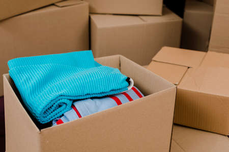 boxes with clothes. High quality photoの写真素材