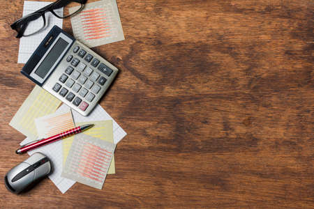 top view office material table. High quality photoの写真素材