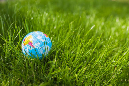 close up globe ball green grass. High quality photoの写真素材