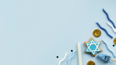 top view hanukkah concept. High quality photoの写真素材