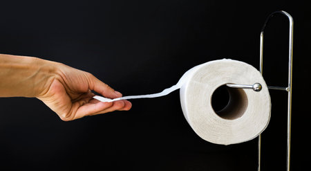 side view toilet paper roll. High quality photoの写真素材