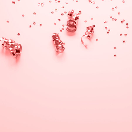 pink confetti frame with copy space. High quality photoの写真素材