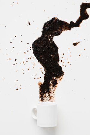 top view coffee stain mug. High quality photoの写真素材