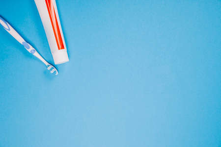 hygiene composition with toothbrush toothpaste. High quality photoの写真素材