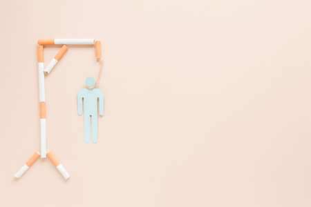 top view hanging man made by cigarettes. High quality photoの写真素材