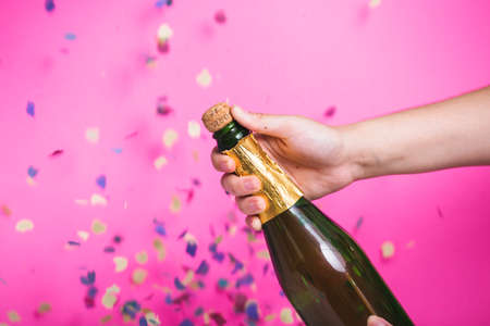 opening bottle champagne party. High quality photoの写真素材