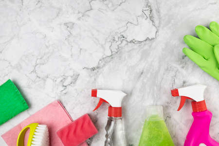 top view arrangement products cleaning. High quality photoの写真素材