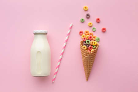 sweet sugar cone colorful cereal. High quality photoの写真素材