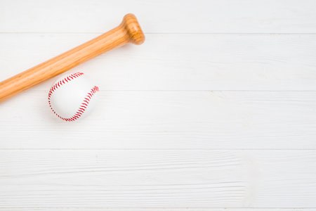 top view baseball wooden bat. High quality photoの写真素材