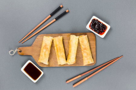 top view spring rolls. High quality photo