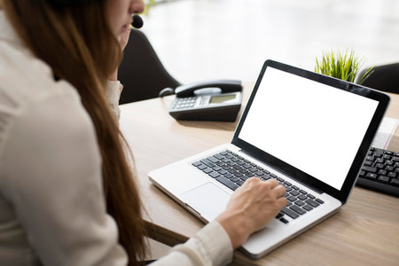 businesswoman video conferencing. High quality photoの写真素材