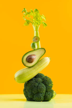 arrangement delicious fresh fruits veggies. High quality photoの写真素材