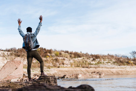 man enjoying nature s dom. High quality photoの写真素材