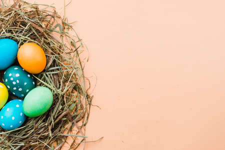 set bright easter eggs nest. High quality photoの写真素材