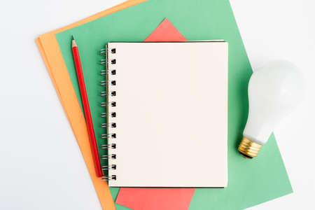 craft stationery white light bulb white surface. High quality photo
