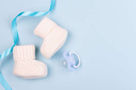 top view lovely knitted socks. High quality photoの写真素材