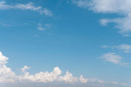 blue sky fluffy clouds. High quality photoの写真素材