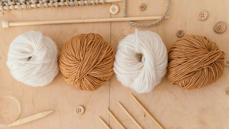 assortment knitting tools view. High quality photoの写真素材