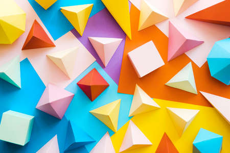 colorful geometric paper object pack. High quality photoの写真素材
