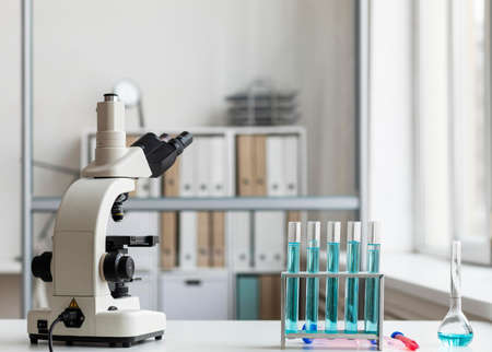 arrangement microscope tubes. High quality photoの写真素材