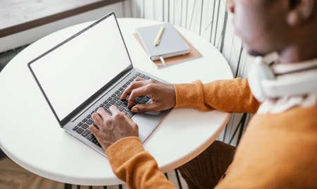african american man working from home. High quality photoの写真素材