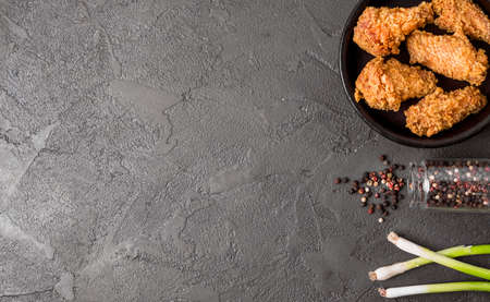 top view fried chicken with pepper copy space. High quality photoの写真素材