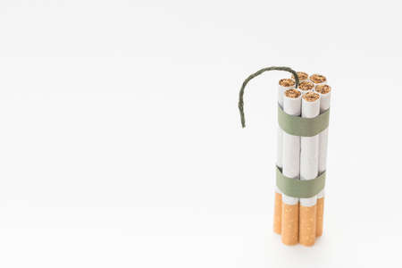 bunch cigarette with wick white backdrop. High quality photoの写真素材