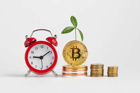 bitcoin piles alarm clock. High quality photoの写真素材