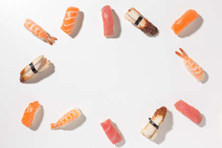 top view selection tasty sushi with copy space. High quality photoの写真素材