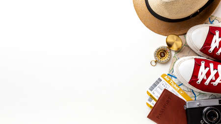 travel kit elements with copy space. High quality photo