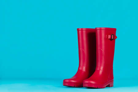 water boots blue background. High quality photoの写真素材