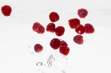 lots raspberries water. High quality photoの写真素材