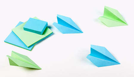 high angle paper planes arrangement. High quality photoの写真素材