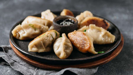 front view japanese dumplings assortment. High quality photoの写真素材