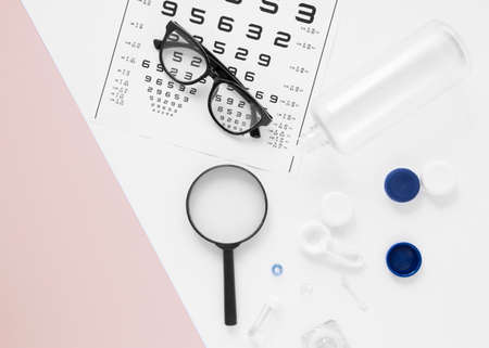 glasses optical objects white background. High quality photoの写真素材