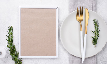 plate with cutlery frame table. High quality photoの写真素材