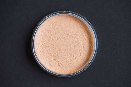 high angle view face powder black background. High quality photoの写真素材