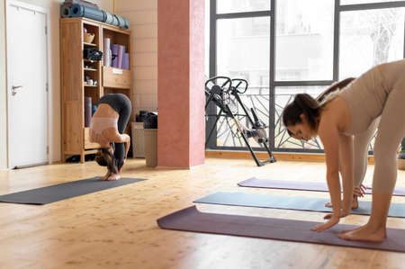 yoga teacher class teaching attendants (4). High resolution photoの写真素材